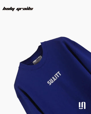 Street Style 'Mighty Horse' Blue 240 GSM 100% French Terry Cotton Puff Print Oversized Tee HG x Sullitt - Front Close