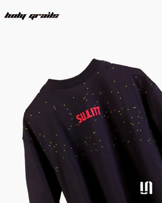 Street Style 'Moon Walker' Black 240 GSM 100% French Terry Cotton Puff Printed Oversized Tee HG x Sullitt - Front Close