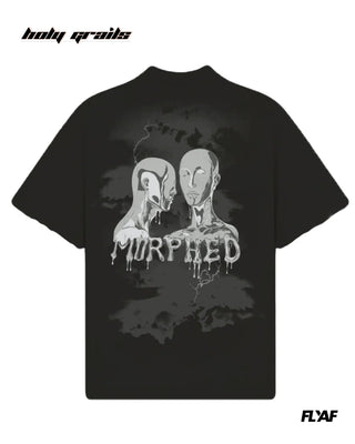 Street Style 'Morphed' Black 240 GSM 100% Cotton Puff Printed Oversize Tee HG x FLYAF - Back