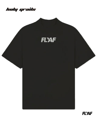 Street Style 'Morphed' Black 240 GSM 100% Cotton Puff Printed Oversize Tee HG x FLYAF - Front