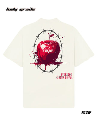 Street Style 'Original Sin' White 240 GSM 100% Cotton Puff Printed Oversize Tee HG x FLYAF - Back