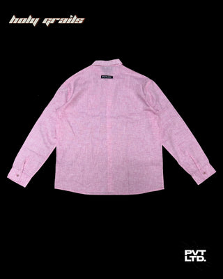 Street Style 'Pink Solid' 30% Linen 70% Cotton Full Sleeve Solid Shirt HG x Pvt Ltd - Back