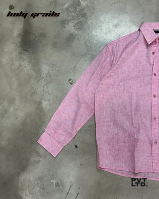 Street Style 'Pink Solid' 30% Linen 70% Cotton Full Sleeve Solid Shirt HG x Pvt Ltd - Front Side