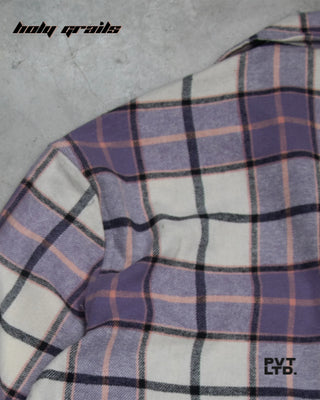 Street Style 'Purple Checkered' Placid Flannel Full Sleeve Shirt HG x Pvt Ltd - Back Close Up