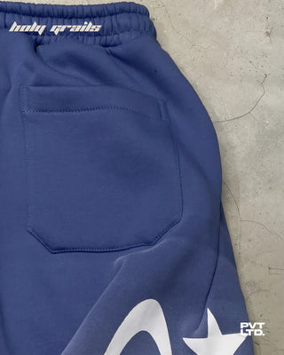 Street Style 'Pvt Blue' Spray 350 GSM Heavyweight Fabric Track Pants HG x Pvt Ltd - Back Pocket Close Up