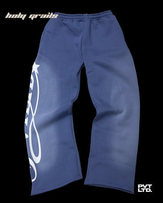 Street Style 'Pvt Blue' Spray 350 GSM Heavyweight Fabric Track Pants HG x Pvt Ltd - Front