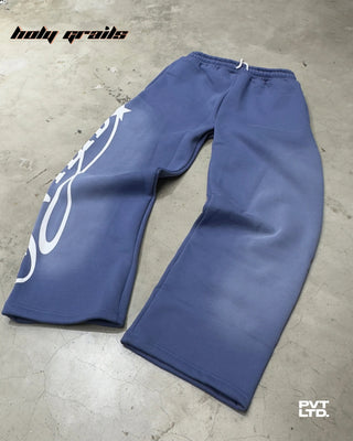 Street Style 'Pvt Blue' Spray 350 GSM Heavyweight Fabric Track Pants HG x Pvt Ltd - Front 2