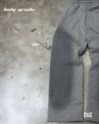 Street Style 'Pvt Grey' Spray 350 GSM Heavyweight Fabric Graphic Track Pants HG x Pvt Ltd - Back Leg 2