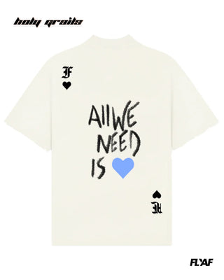 Street Style 'Rebel Heart Card' White 240 GSM 100% Cotton Puff Printed Oversize Tee HG x FLYAF - Back