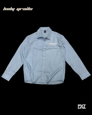 Street Style 'Sky Blue' Linen Lyocell Blend Full Sleeve Shirt HG x Pvt Ltd - Front