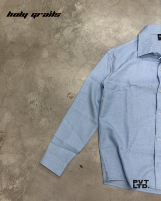 Street Style 'Sky Blue' Linen Lyocell Blend Full Sleeve Shirt HG x Pvt Ltd - Front Side 1