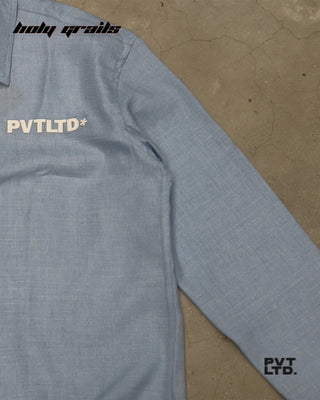 Street Style 'Sky Blue' Linen Lyocell Blend Full Sleeve Shirt HG x Pvt Ltd - Front Side 2 Close
