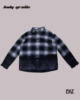 Street Style 'Stardust' Classic Monochrome Black & White Plaid Full Sleeve Checkered Shirt HG x Pvt Ltd - Front