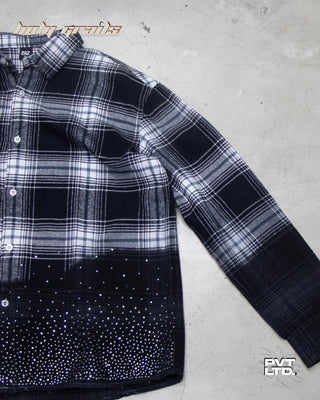 Street Style 'Stardust' Classic Monochrome Black & White Plaid Full Sleeve Checkered Shirt HG x Pvt Ltd - Front Side 1
