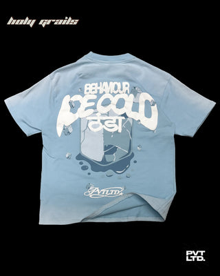 Street Style 'Sub Zero' Blue 260 GSM Premium Cotton Oversize Graphic T-Shirt HG x Pvt Ltd - Back