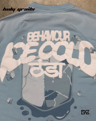 Street Style 'Sub Zero' Blue 260 GSM Premium Cotton Oversize Graphic T-Shirt HG x Pvt Ltd - Back Print Close Up