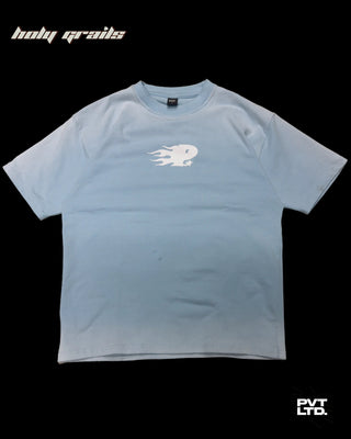 Street Style 'Sub Zero' Blue 260 GSM Premium Cotton Oversize Graphic T-Shirt HG x Pvt Ltd - Front