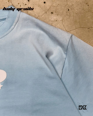 Street Style 'Sub Zero' Blue 260 GSM Premium Cotton Oversize Graphic T-Shirt HG x Pvt Ltd - Front Shoulder Close Up