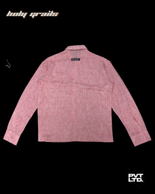 Street Style 'Tart Peach' Pink 30% Linen 70% Cotton Full Sleeve Solid Linen Shirt HG x Pvt Ltd - Back