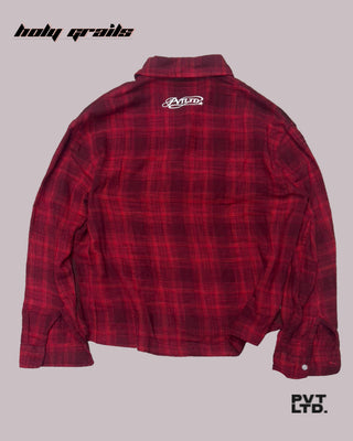 Street Style 'The Butterfly' Red Placid Fabric Flannel Oversize Graphic Full Sleeve Shirt HG x Pvt Ltd - Back