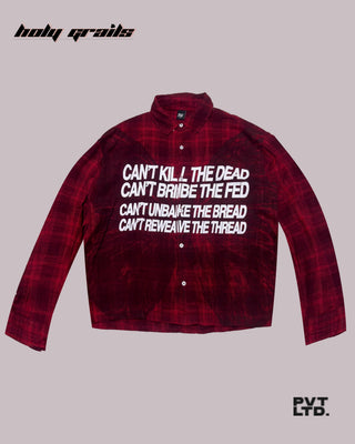 Street Style 'The Butterfly' Red Placid Fabric Flannel Oversize Graphic Full Sleeve Shirt HG x Pvt Ltd - Front