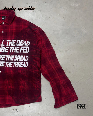 Street Style 'The Butterfly' Red Placid Fabric Flannel Oversize Graphic Full Sleeve Shirt HG x Pvt Ltd - Front Side
