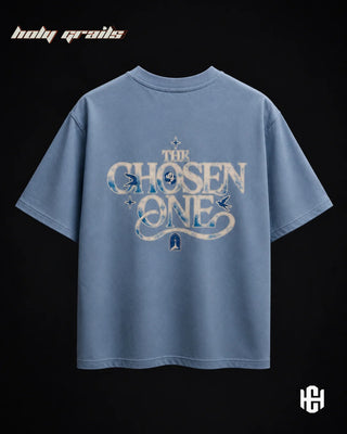 Street Style 'The Calling' Blue 240 GSM 100% Terry Cotton Graphic Printed Oversize Tee HG x Charactr - Back