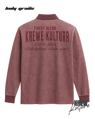 Street Style 'The Eternal Gratitude' Brown 280 GSM French Terry Cotton Printed Full Sleeve Polo T-Shirt HG x Krewe Kulturr - Back