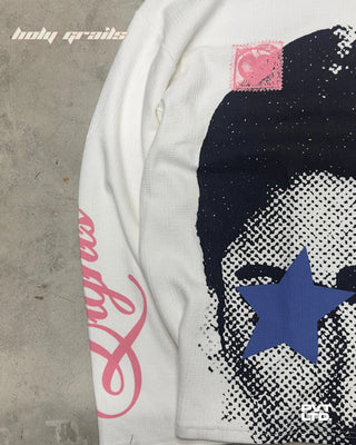 Street Style 'The Rekha' White 300 GSM Knit Fabric Printed Oversize Sweatshirt HG x Pvt Ltd - Front Right Side Close