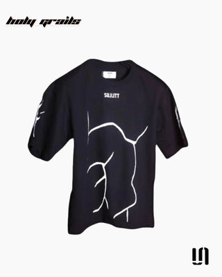 Street Style 'Thunder' Black 240 GSM 100% French Terry Cotton Puff Print Oversized Tee HG x Sullitt - Front