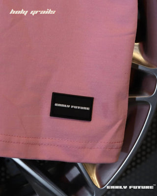 Street Style 'Wild And Majestic' Heatwave Pink 240 GSM 100% Cotton Puff Print Oversize Tee - Front Branding Tag Close Up