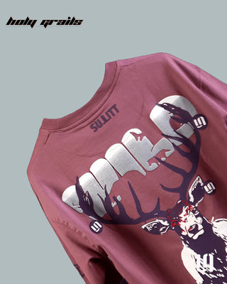 Street Style 'Wild Deer' Onion Pink 240 GSM 100% French Terry Cotton Puff Printed Oversized Tee HG x Sullitt - Back Close