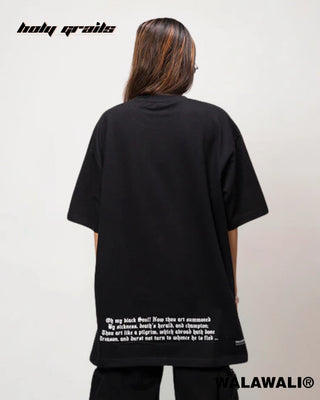 Streetwear Style Girl In 'The Body Has You!' Black 230 GSM 100% Cotton Oversize Graphics Tee HG X WalaWali - Back