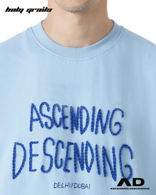 Streetwear Style 'Aari (Blue)' Oversized T-Shirt HG x Ascending Descending - Front Close Up