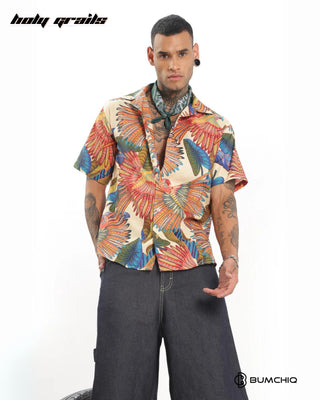 Streetwear Style 'Artistry Parrot' Multi-Color Oversize Half Sleeve Spread Collar Shirt HG x Bumchiq - Front Full