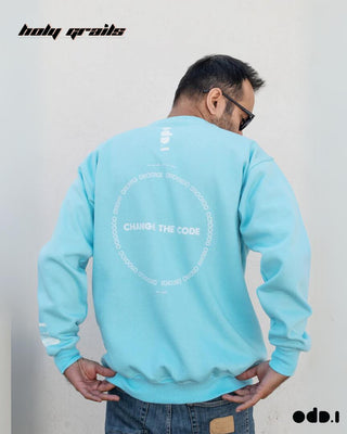 Streetwear Style 'Binary Code' Blue Oversized 330 GSM 100% Cotton Sweatshirt HG x OdD.1 - Back