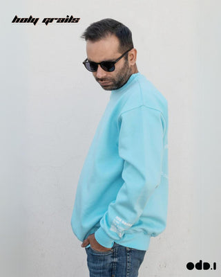 Streetwear Style 'Binary Code' Blue Oversized 330 GSM 100% Cotton Sweatshirt HG x OdD.1 - Side 1