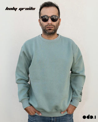 Streetwear Style 'Binary Code' Sage Green Oversized 330 GSM 100% Cotton Sweatshirt HG x OdD.1 - Front