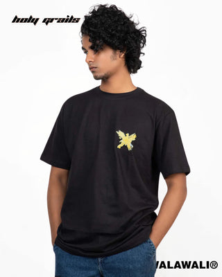 Streetwear Style 'Butterfly' Black 180 GSM 100% Cotton Round Neck Relaxed Fit Graphics Tee HG X WalaWali - Front