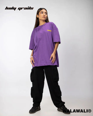 Streetwear Style 'Change Ain't Subtle' Purple 180 GSM 100% Cotton Oversize Graphics Tee HG X WalaWali - Front Full