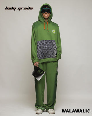 Streetwear Style 'Change In Progress Green Oversize fit 100% Cotton Terry Graphics Hoodie' HG X WalaWali - Front Full