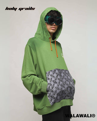 Streetwear Style 'Change In Progress Green Oversize fit 100% Cotton Terry Graphics Hoodie' HG X WalaWali - Front Side