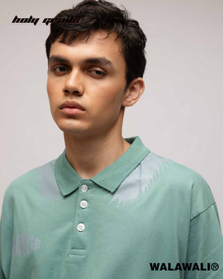 Streetwear Style 'Change Is Noisy' 240 GSM 100% Cotton Green Graphic Shirt HG X WalaWali - Front Close Up