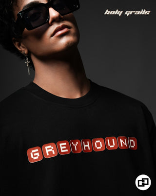 Streetwear Style 'Chilling Since Pandemic Black Oversize 240 GSM 100% Cotton T-Shirt' HG x Grey Hound Clothing - Front CloseUp