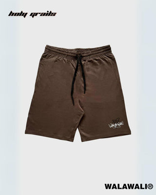 Streetwear Style 'Coffee Brown 230 GSM Loop Knit 100% Cotton Fabric Boxy Shorts' HG X WalaWali - Front