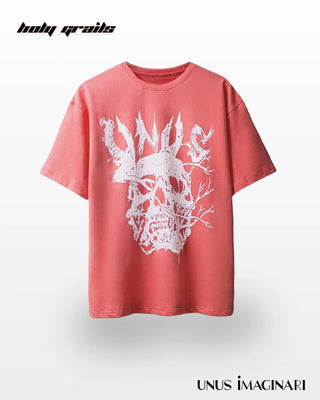 Streetwear Style 'CrAcked UnUs' Pink Peach 240 GSM 100% Cotton Oversize Graphic Tee HG x Unus Imaginari - Front