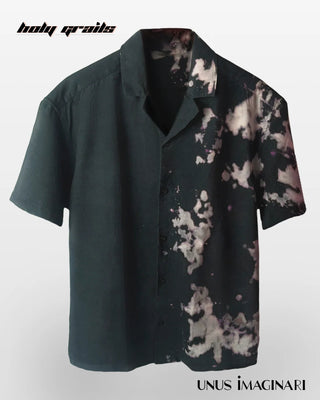 Streetwear Style 'Dark Byzantium' Green Splashed 190 GSM Corduary Oversize Half-Sleeve Shirt HG x Unus Imaginari - Front