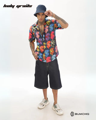 Streetwear Style 'Dollar' Multi-Color Oversize Half Sleeve Spread Collar Shirt HG x Bumchiq - Front Full