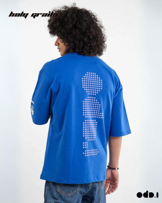 Streetwear Style 'Dots' Blue Oversized 240 GSM 100% Cotton Tee HG x OdD.1 - Back Close 