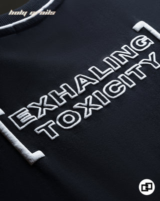 Streetwear Style 'Exhaling Toxicity' Black Oversized 250 GSM Terry Cotton Tee HG x Grey Hound Clothing - Back Close Up